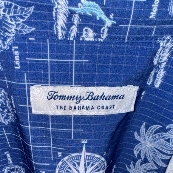 Tommy Bahama Navy and White Island Map Shirt - Picture 7 of 10